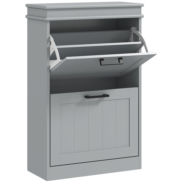 HOMCOM Two-Drawer Minimalistic Shoe Storage Cabinet, for 10 Shoes, Grey