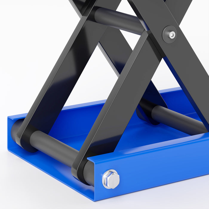 DURHAND 500KG Motorcycle Scissor Lift Jack, Height Adjustable Motorbike Stand with Anti-Slip Wide Deck, Heavy Duty Steel Motorbike Repair Lift Hoist Stand for Home Garage, Blue