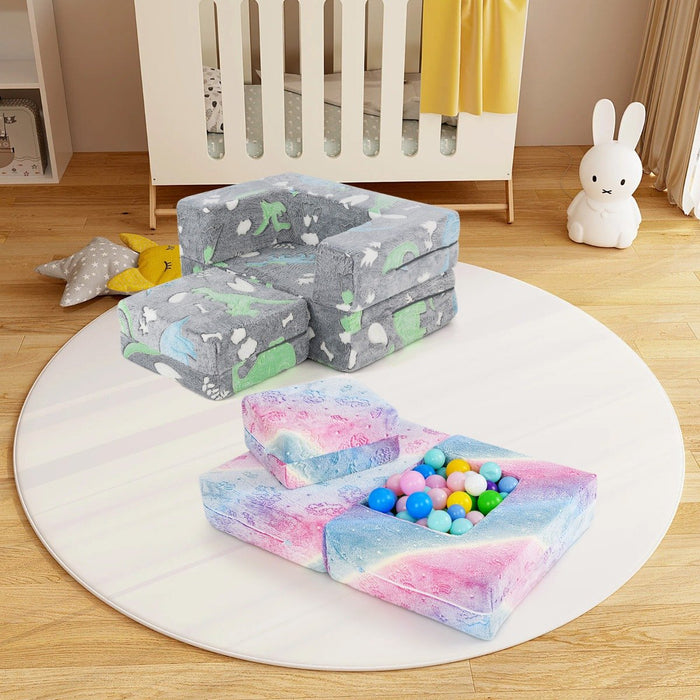 Toddler Play Couch with Machine Washable Cover and High-density Foam Filling-