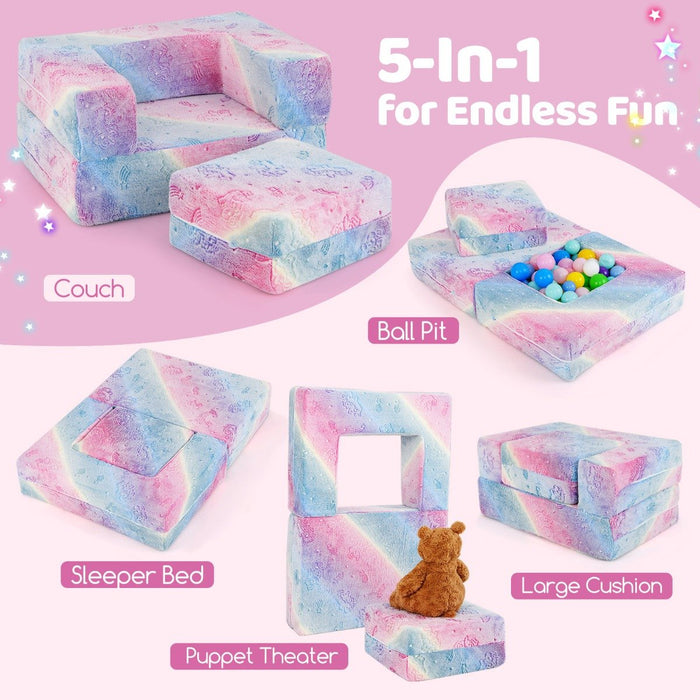 Toddler Play Couch with Machine Washable Cover and High-density Foam Filling-