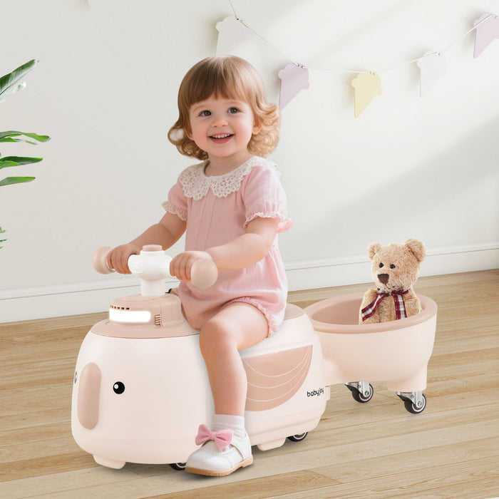 Toddler Ride on Toy with Trailer Sliding Car with Light and Music-