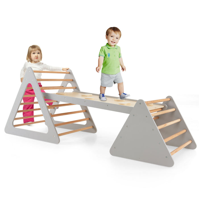 Toddler Triangle Set Montessori 3 Piece Kids Climbing Toys Indoor Outdoor with 2 Climbing Triangles and 1 Ramp-