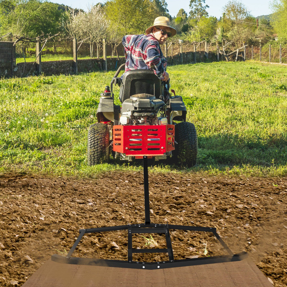 Reinforce Rake Tow Behind Landscape Leveling Rake with Reinforced Bars- — Shopsta UK
