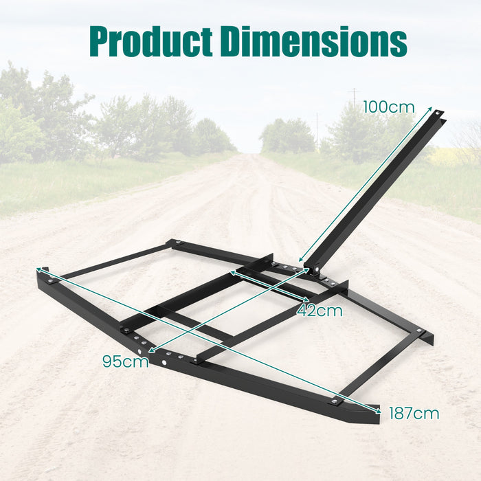 Tow Behind Landscape Leveling Rake with Reinforced Bars-