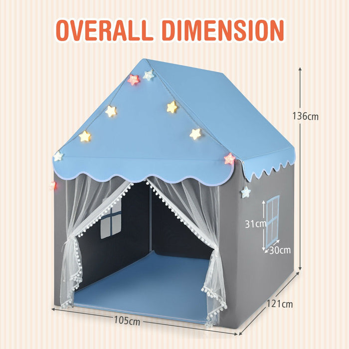 Big Kids Fantasy Den - Play House with Easy-Clean Mat and Starry Lights, Blue - Perfect for Imaginative Indoor Playtime