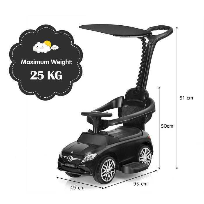 3-in-1 Mercedes Benz Licensed Kids Ride On Push Car with Canopy-