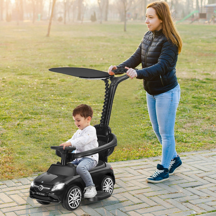 3-in-1 Mercedes Benz Licensed Kids Ride On Push Car with Canopy-