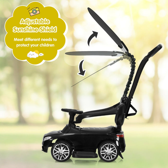 3-in-1 Mercedes Benz Licensed Kids Ride On Push Car with Canopy-