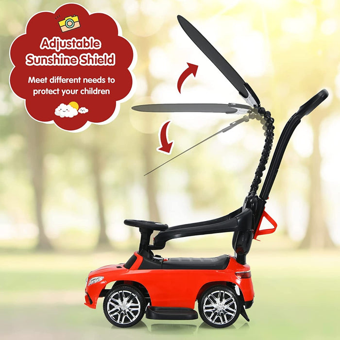 3-in-1 Mercedes Benz Licensed Kids Ride On Push Car with Canopy-