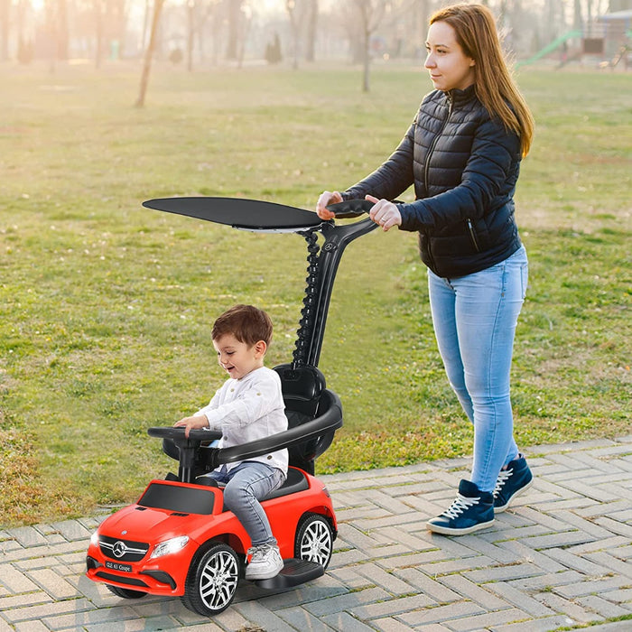 3-in-1 Mercedes Benz Licensed Kids Ride On Push Car with Canopy-