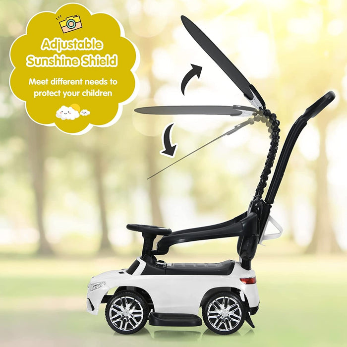 3-in-1 Mercedes Benz Licensed Kids Ride On Push Car with Canopy-