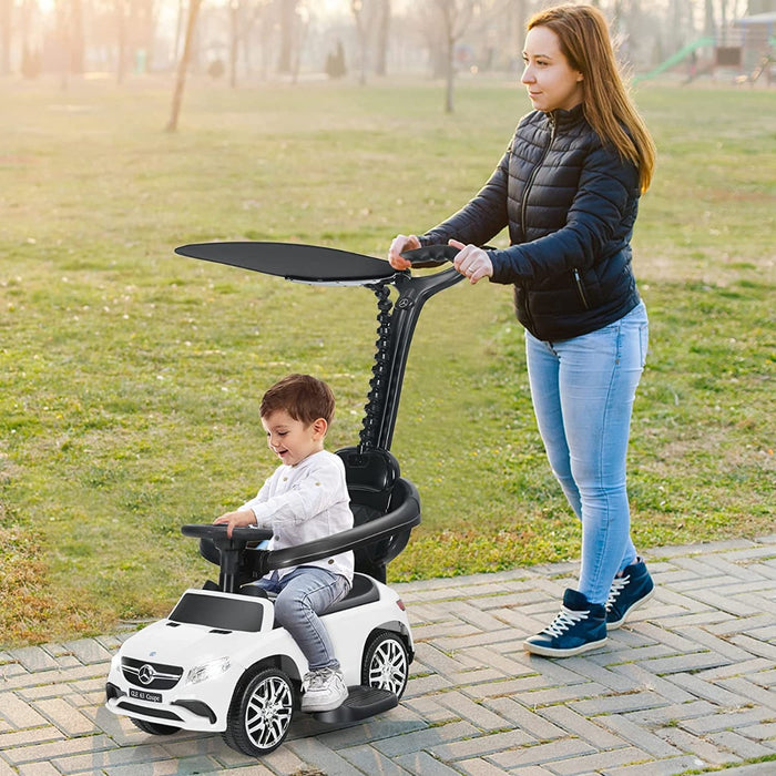 3-in-1 Mercedes Benz Licensed Kids Ride On Push Car with Canopy-