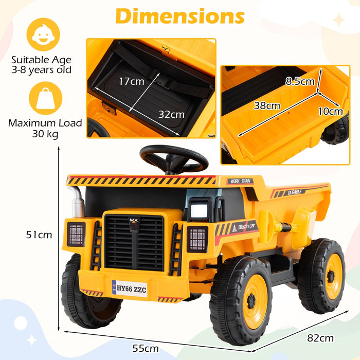 4-Wheeler Construction Electric Vehicle with Dump Bed and Remote Control-