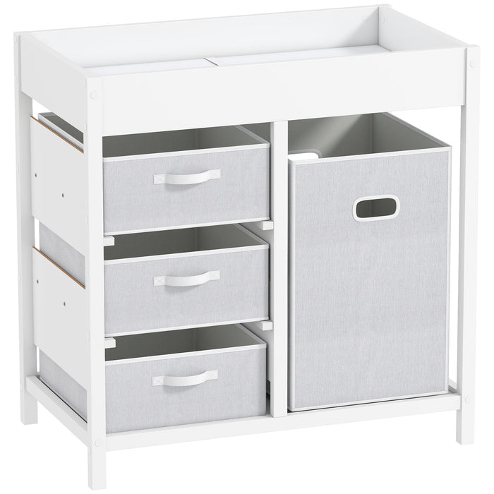 AIYAPLAY Baby Changing Unit with 4 Storage Drawers, Mat for Bedroom Nursery, 84 x 84.5 cm, White