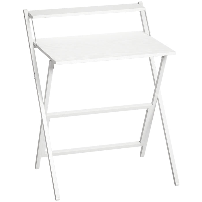 HOMCOM 70 cm Folding Computer Desk with Monitor Shelf - White