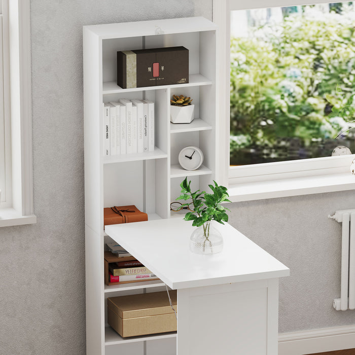 HOMCOM Three-Part Work Desk, with Storage and Chalkboard - White