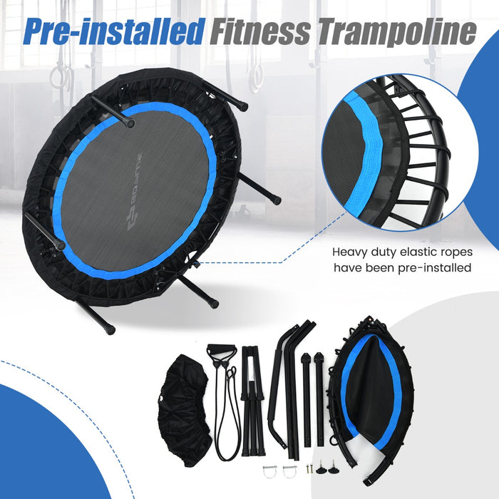 101 cm Mini Trampoline with 2 Resistance Bands and Adjustable Foam Handle-