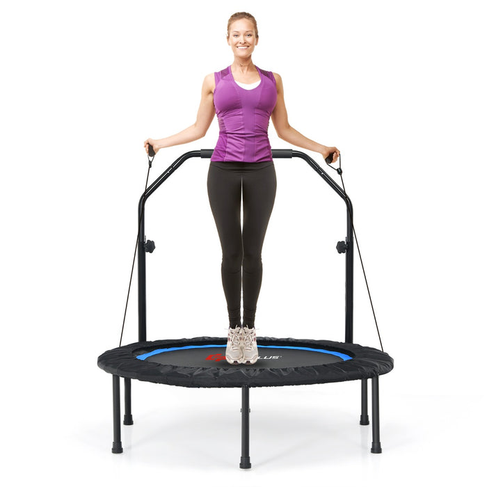 101 cm Mini Trampoline with 2 Resistance Bands and Adjustable Foam Handle-