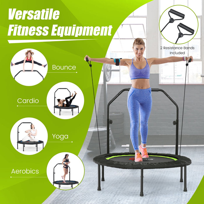 101 cm Mini Trampoline with 2 Resistance Bands and Adjustable Foam Handle-