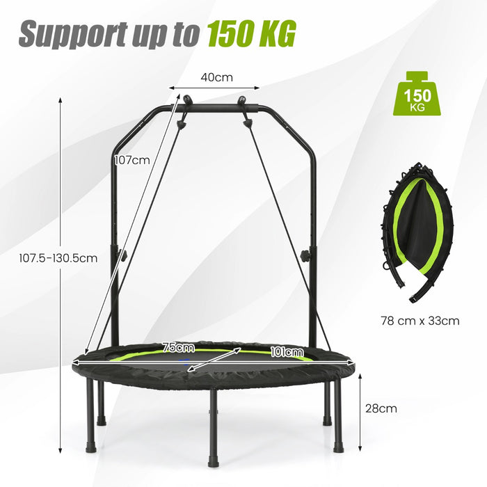 101 cm Mini Trampoline with 2 Resistance Bands and Adjustable Foam Handle-