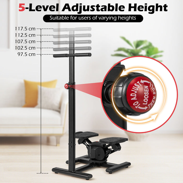 Twist Stepper with Adjustable Handlebar and LCD Monitor-