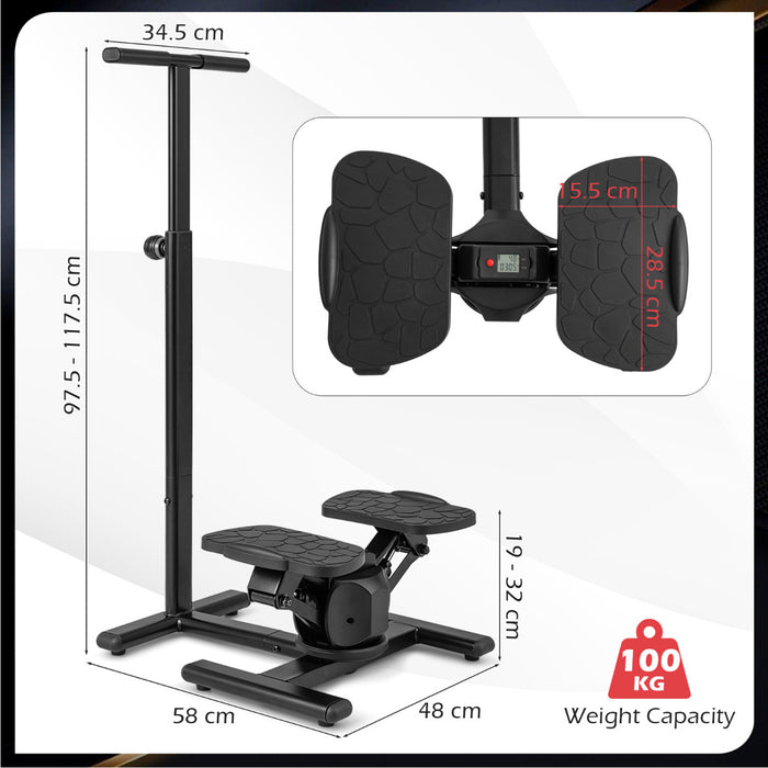 Twist Stepper with Adjustable Handlebar and LCD Monitor-