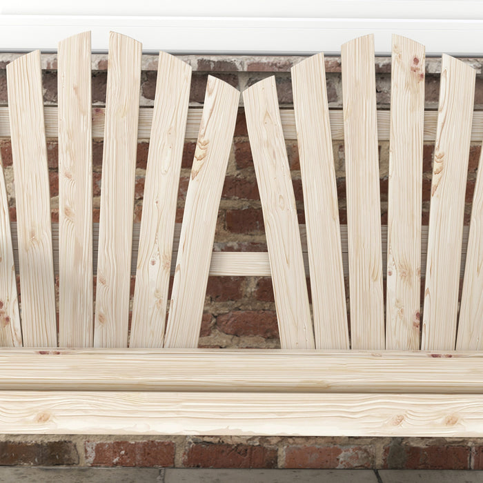 Outsunny Fir Wood Love Seats with Wheel-Shaped Armrests, Large Load-Bearing Chair, Natural Wood Finish