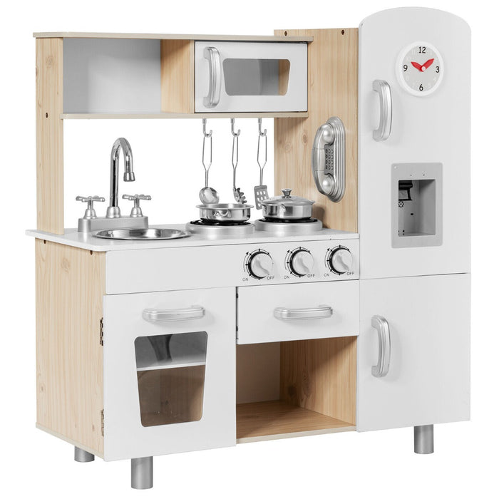 Large Wooden Kids Play Kitchen Pretend Set Toy Cooking Gift