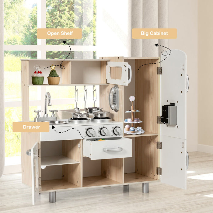 Large Wooden Kids Play Kitchen Pretend Set Toy Cooking Gift