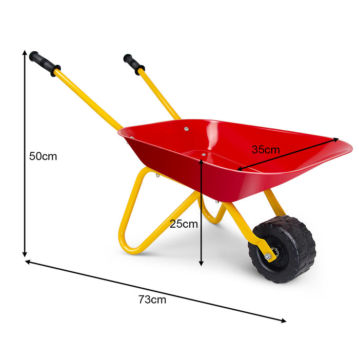 Kids Metal Cart Wheelbarrow Brick Toy Soil Garden Trolley-