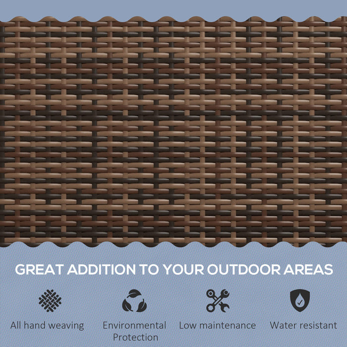 Outsunny All Weather Wicker Garden Loveseat, 2 Seater Poly Rattan Garden Bench, Outdoor Seating Bench Brown