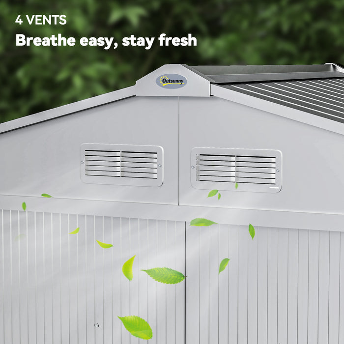 Outsunny 7 x 4ft Lockable Metal Garden Tool Storage Shed Storage - Light Grey