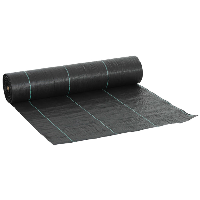 Outsunny 2m x 90m Weed Control Membrane, Heavy Duty Weed Control Barrier Fabric, 90gsm Ground Cover for Patios, Garden, Flower beds, Landscaping