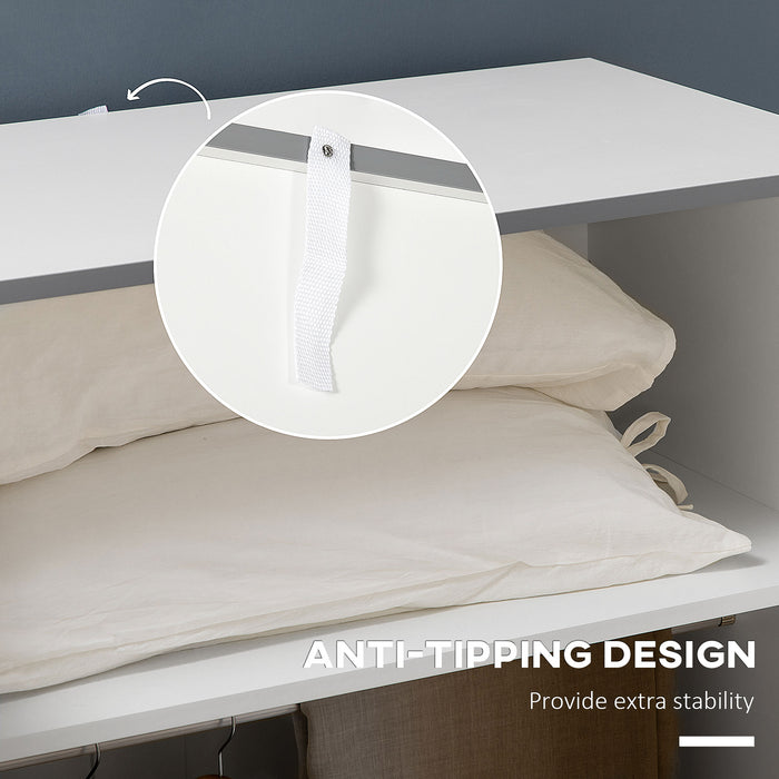 HOMCOM Bedroom Furniture Set, Wardrobe with Hanging Rail, 3 Drawer Chest of Drawers with Cut-out Handles, Grey and White | Aosom UK