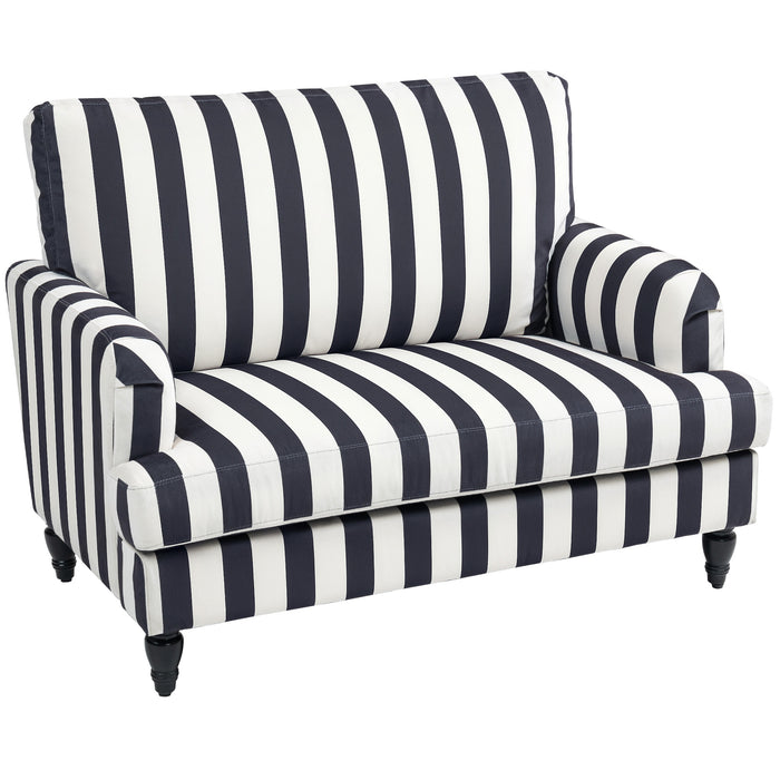 HOMCOM Modern Accent Chair, Velvet Single Sofa Armchair with Stripe, Turned Legs and Wide Seat, Upholstered Snuggle Chair for Living Room, Bedroom, Black and White