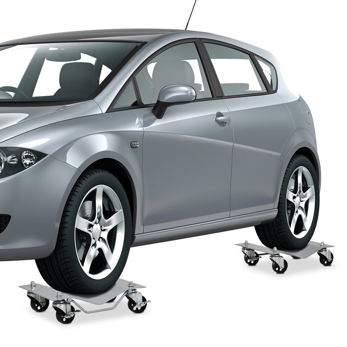 DURHAND 2 PCS Car Wheel Dollies with Swivel Casters, 680kg Capacity Car Dolly Skates Wheel Dolly Set with Non-Slip Metal Plates, Grey