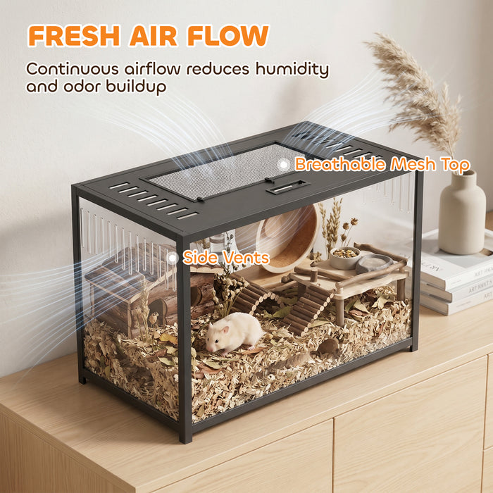 PawHut Hamster Cage, Chewproof Metal Rat Cage with Deep Base, Openable Top for Syrian Dwarf Hamster, Gerbil, 80 x 45 x 50.5 cm