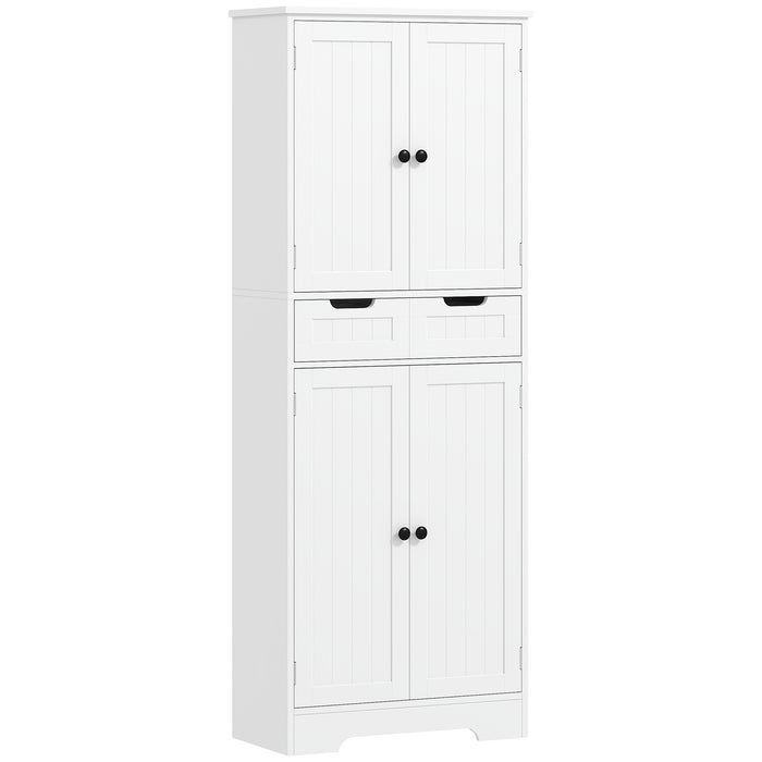 HOMCOM Tall Bathroom Cabinet, Freestanding Storage Cupboard, Bathroom Storage Cabinet with Drawer, Adjustable Shelf and Doors, 60 x 30 x 160 cm, White