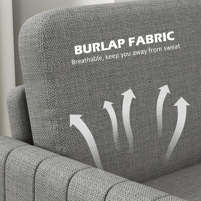 HOMCOM 2 Seater Sofa, Channel Tufted Modern Fabric Couch, Upholstered Loveseat with Spring Cushion, Back Pillow, for Small Space, Living Room, Bedroom, Office, Light Grey