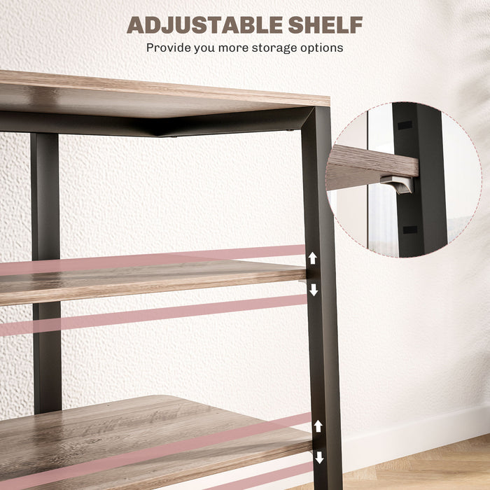 28 Inch Corner TV Stand Cabinet - Adjustable Open Shelves & Cable Management - Grey Entertainment Unit for Living Rooms