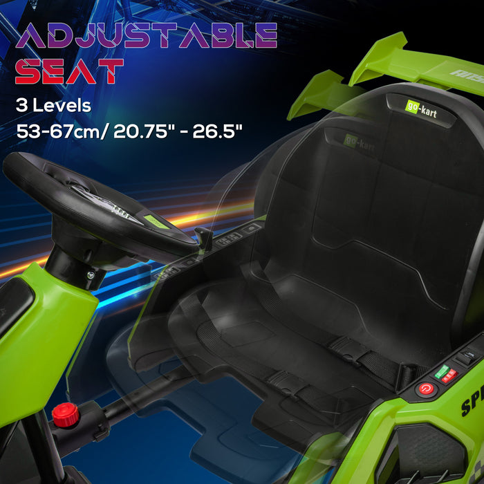 Kids' 24V Electric Green Go Kart - Adjustable Seat, Suitable for Ages 6-12 - Ideal Outdoor Racing Toy for Young Drivers