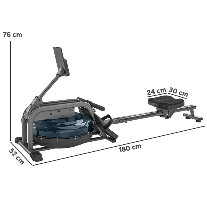 SPORTNOW Water Rowing Machine, Rowing Machines for Home Gym with Adjustable Resistance, Wheels, LCD Monitor and Elevated Tablet Holder, Vertical Storage, for Cardio Training