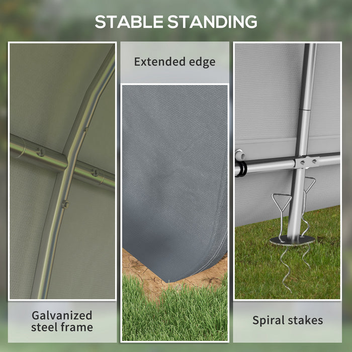 Outsunny 3 x 3(m) Garden Storage Tent, Heavy Duty Outdoor Shed with 2 Doors, Waterproof Portable Shed Storage Shelter with Galvanised Steel Frame for Bike, Motorcycle, Garden Tools, Grey