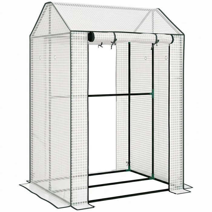 Outsunny Green House, Mini Greenhouse with 2 Roll-up Doors, Vent Holes and Reinforced Cover, 100 x 80 x 150cm