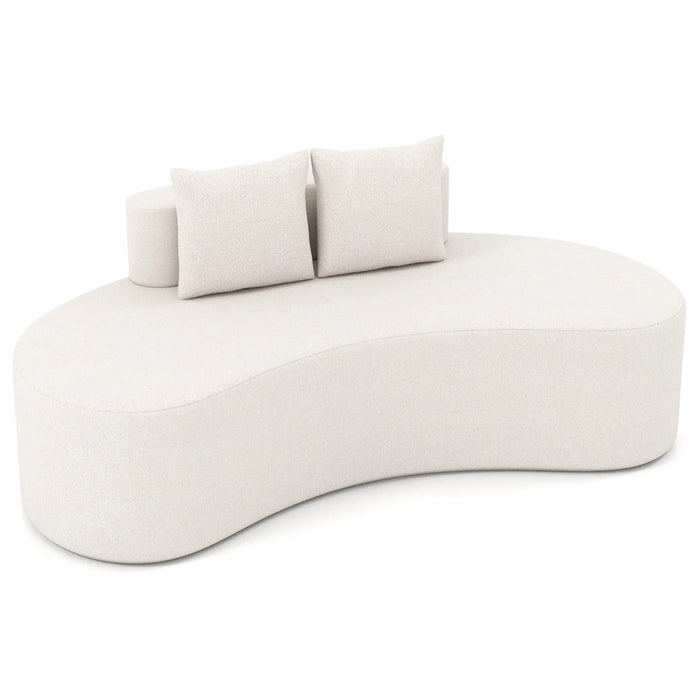 Upholstered Curved Sofa with 2 Cozy Pillows and Low Backrest-Grey