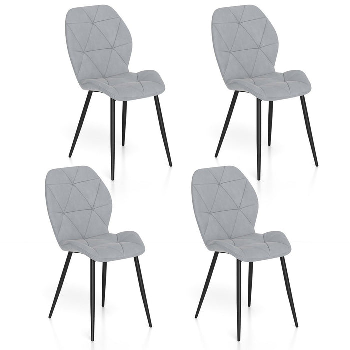 Upholstered Dining Chair Set of 4 with Ergonomic Backrest and Curved Seat-Grey