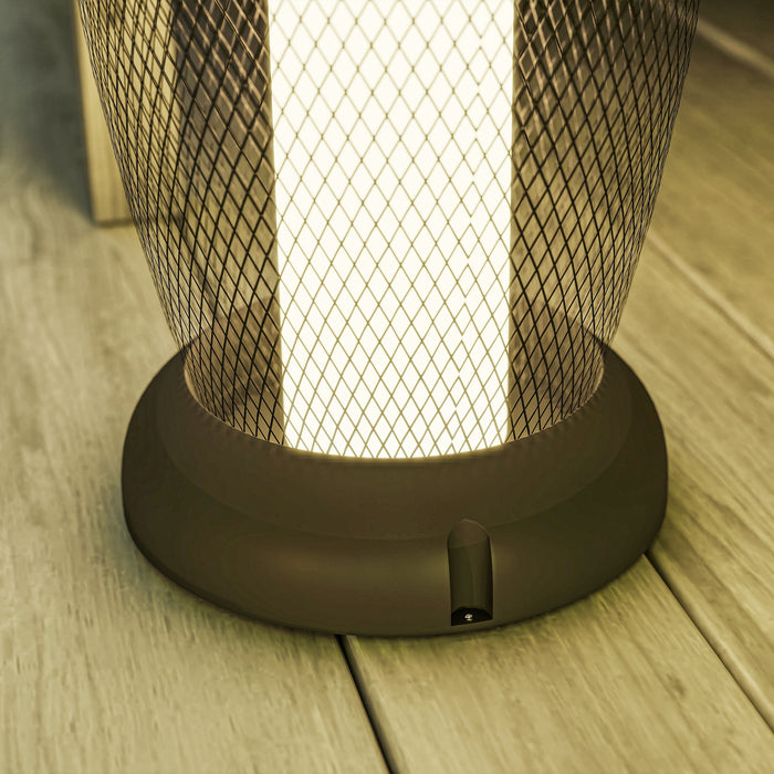 Outsunny Garden Solar Lamp, 71.5 cm Tall Metal Floor Lamp, Auto On/Off LED Solar Garden Light with Metal Wire Shade, IP44 for Outdoor, Porch, Pathway, Terrace, Black