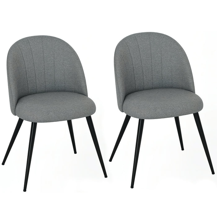 HOMCOM Velvet Dining Chairs Set of 2, Modern Upholstered Kitchen Chairs with Metal Legs, Shell Backrest and Padded Seat for Dining Room, Bedroom, Living Room, Vanity, Grey