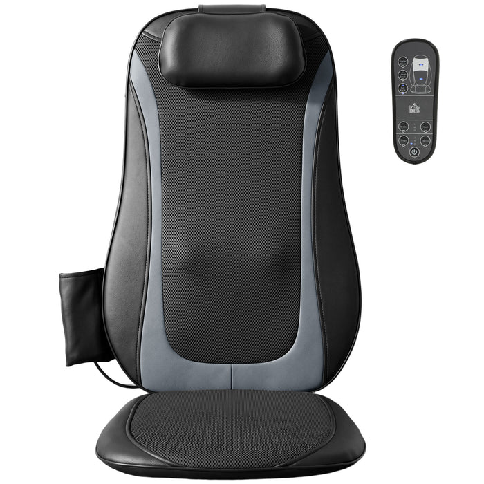 HOMCOM Back Massager with Heat, Deep Tissue Kneading Massage Chair with 3-Level Seat Vibration, Massage Chair Pad for Back Pain