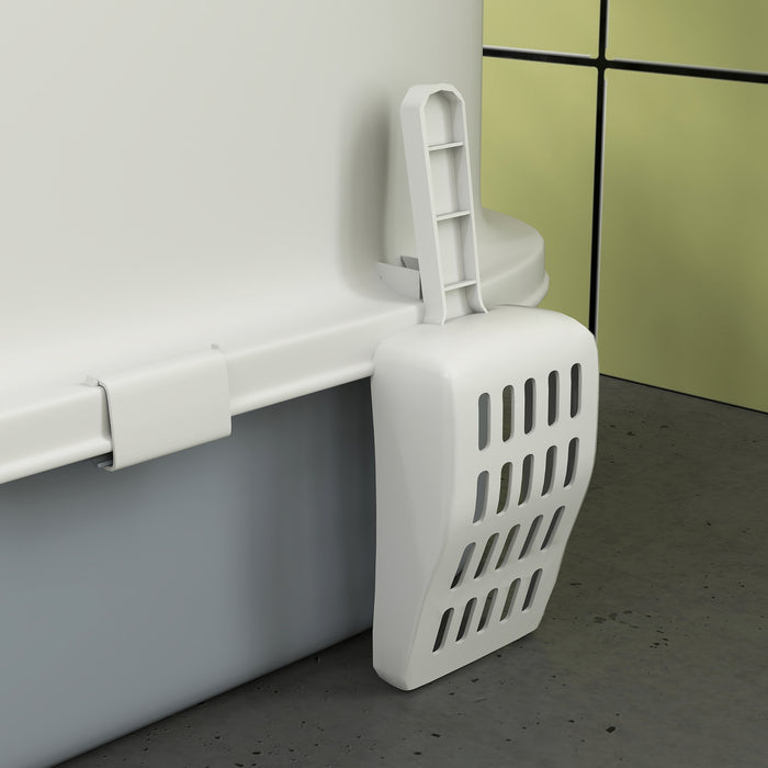 PawHut Cat Litter Box with Lid, Scoop, Deodorization Bags, Top Entry, Cat Toilet Easy Clean with Drawer Pan, Grey